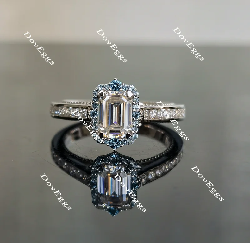 Women’s diamond engagement rings-Doveggs halo moissanite engagement ring