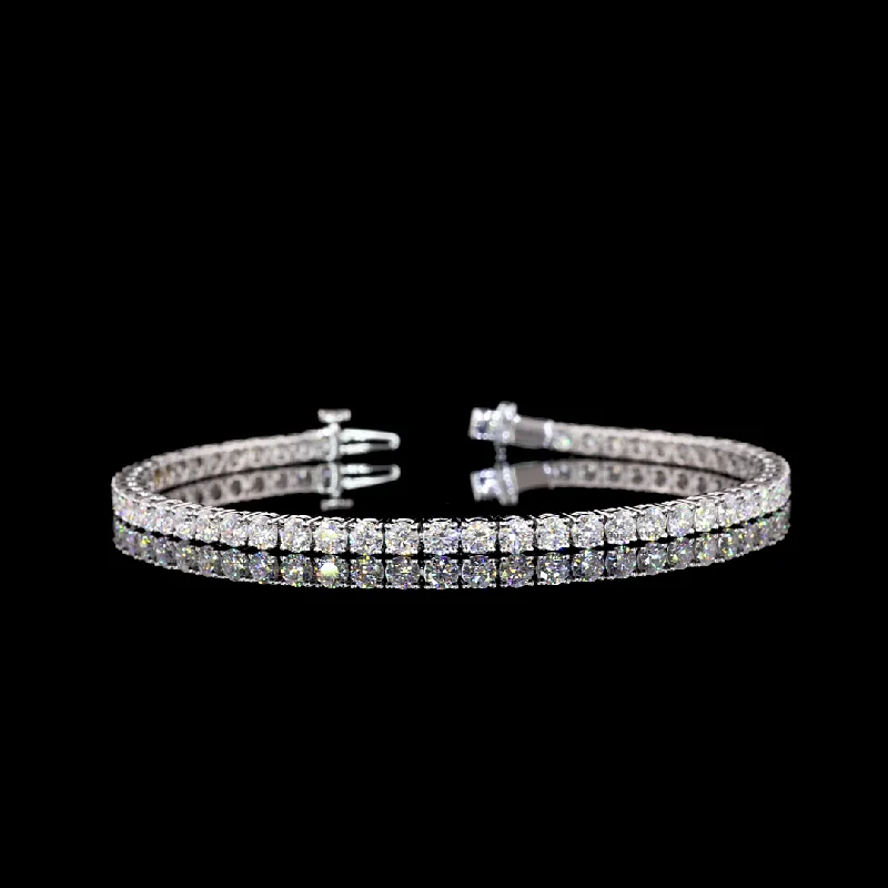 Women’s cuff bracelets with diamonds-14k White Gold Lab Diamond Round 5.02 CTTW Tennis Bracelet 6.75" F VS2