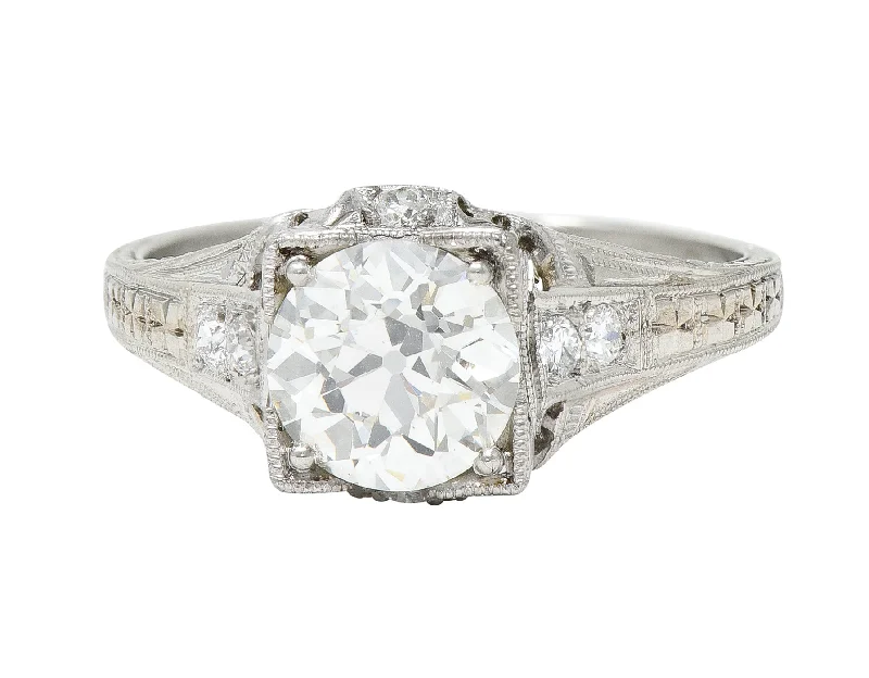 Women’s unique-shaped engagement rings-Art Deco 1.67 CTW Diamond Platinum Orange Blossom Vintage Engagement Ring