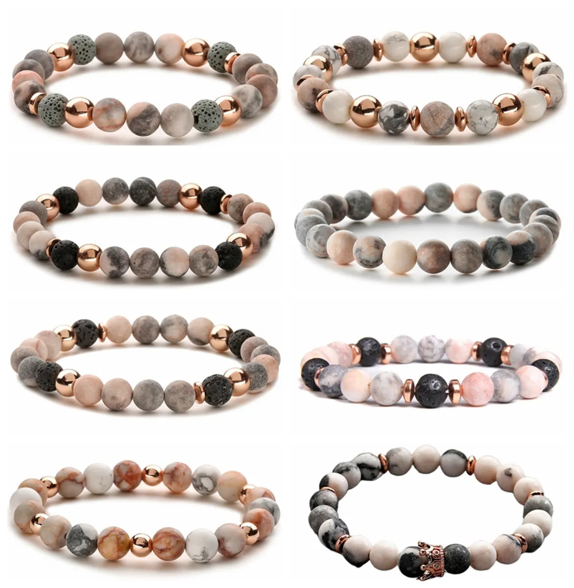 Women’s silver chain bracelets-Retro Multicolor Natural Stone Beaded Bracelets