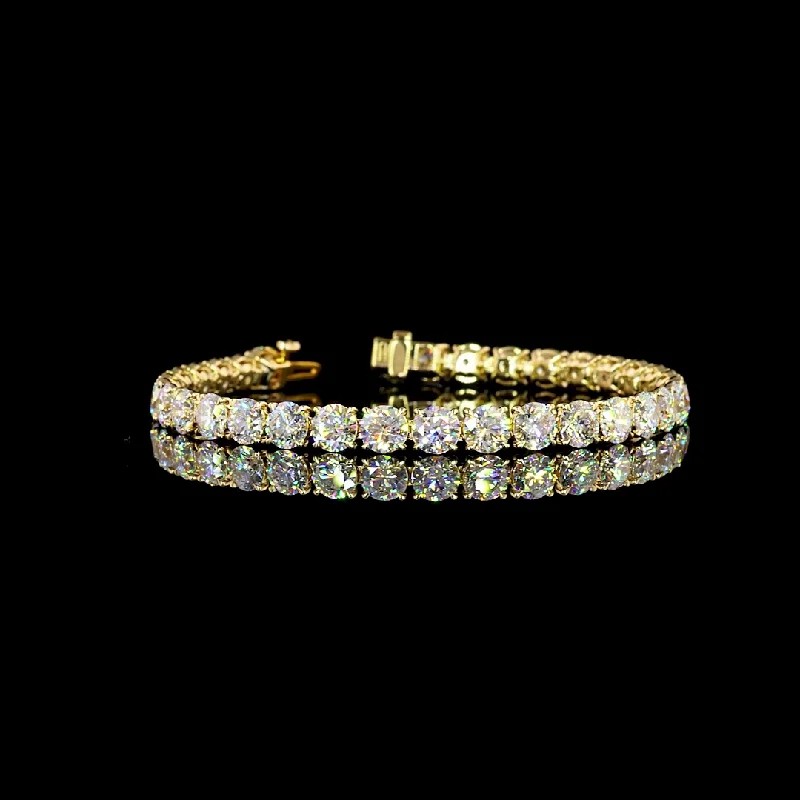 Women’s tropical bracelets-14k Yellow Gold Lab Diamond Round 17.37 CTTW Tennis Bracelet 7" E VS