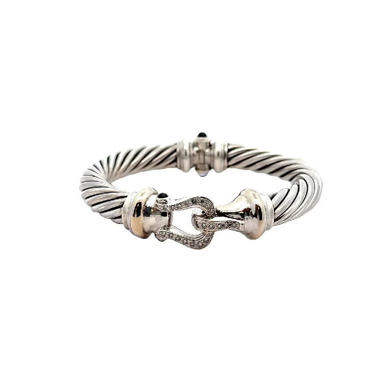 Women’s adjustable bracelets-Pre-Owned David Yurman Diamond and Topaz Buckle Bracelet