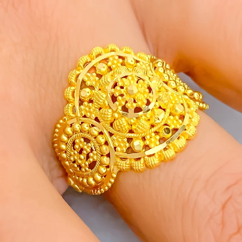 Women’s contemporary rings-Gorgeous Dazzling 22K Gold Ring