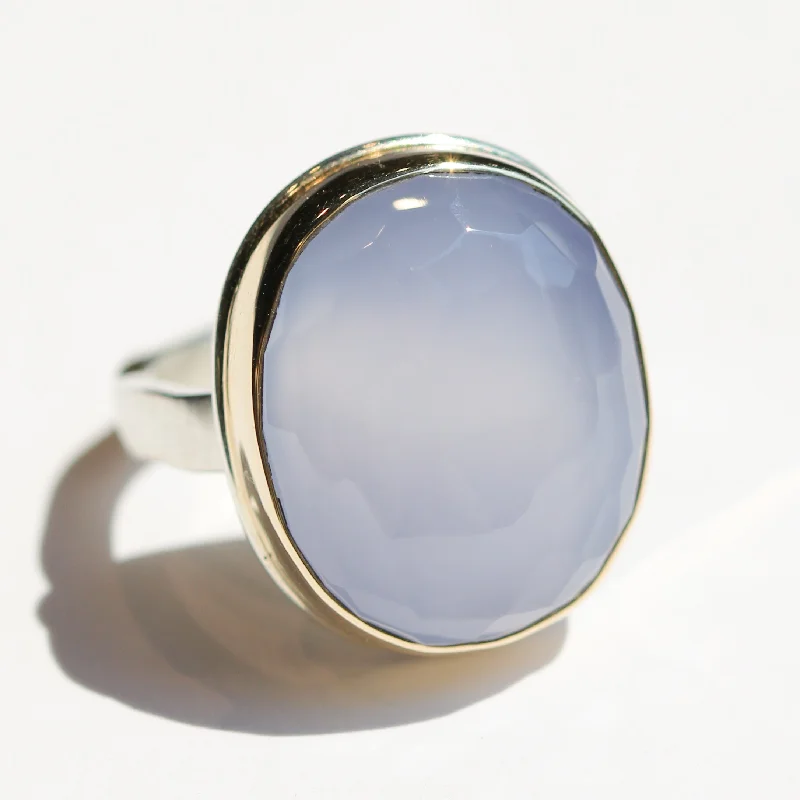 Women’s adjustable rings-Blue Chalcedony Ring