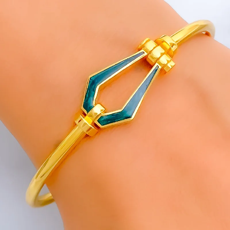 Women’s fashion bangles-Subtle Elegant 21k Gold Enameled Bangle Bracelet