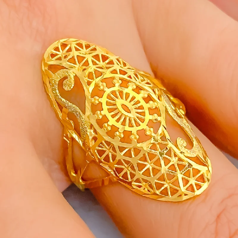 Women’s adjustable rings-Luscious Unique 22k Gold Ring