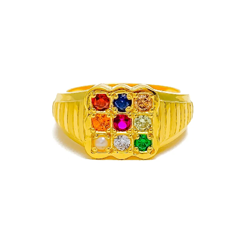 Women’s oval rings-Dazzling Multi-Color Men's 22k Gold Ring