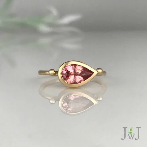 Women’s gold band rings-Pink Tourmaline Stacking Ring