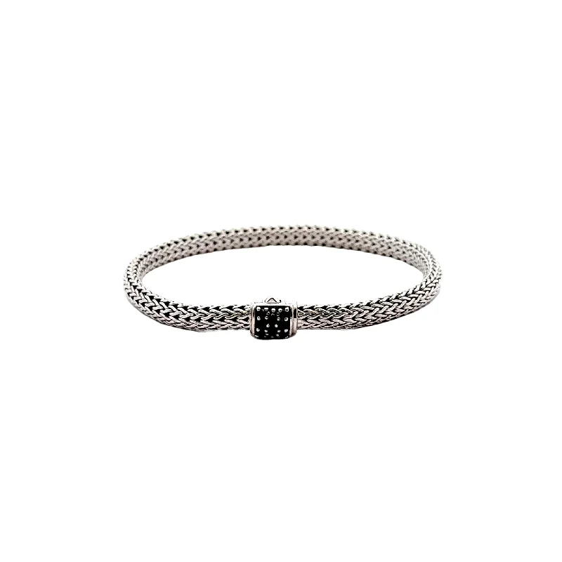 Women’s custom bangle bracelets-Pre-Owned John Hardy Icon Black Sapphire Bracelet