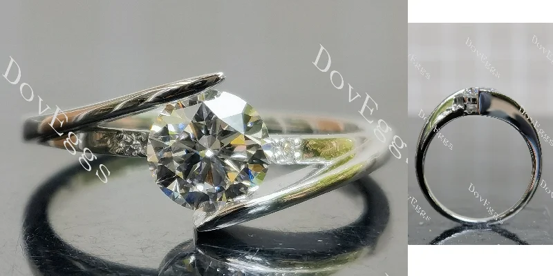 Women’s non-traditional engagement rings-Doveggs round pave side stones moissanite engagement ring