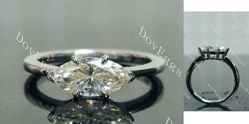 Women’s oval diamond engagement rings-Doveggs Marquise Modified H&A cut solitaire moissanite engagement ring