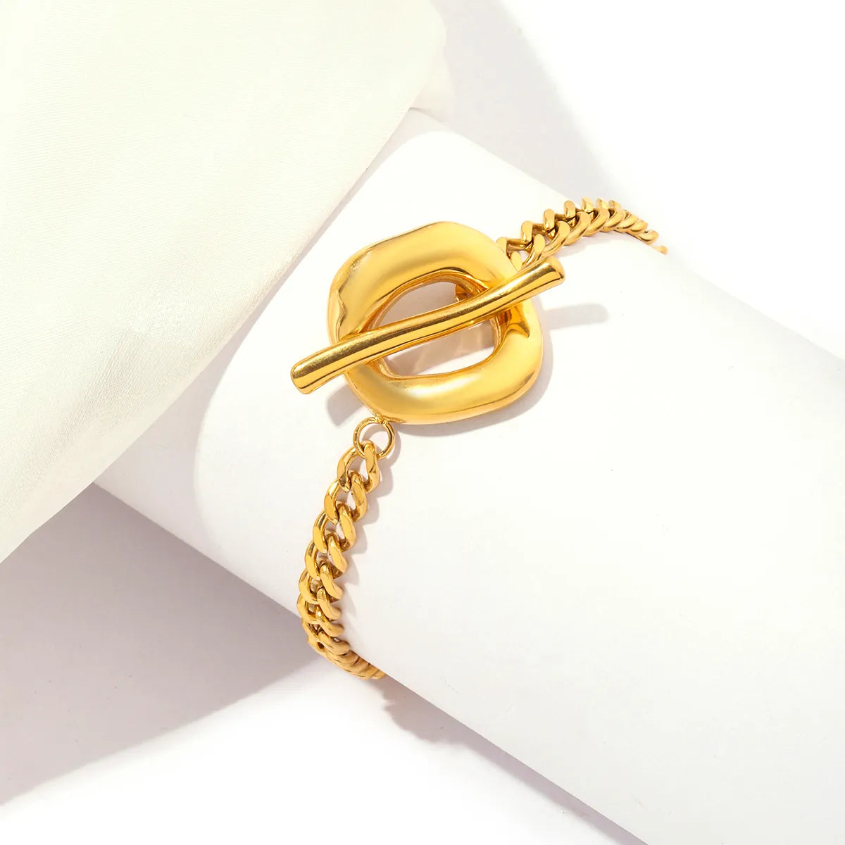 Women’s colorful bangles-304 Stainless Steel 18K Gold Plated Simple Style Polishing Plating Inlay Sun Zircon Bracelets