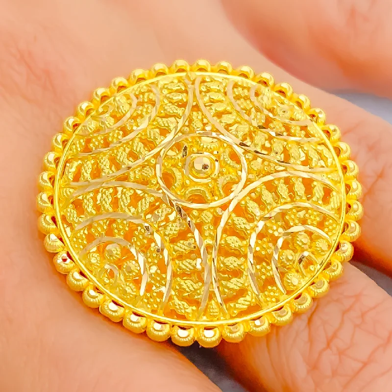 Women’s handmade rings-Radiant Exquisite 22k Gold Statement Ring