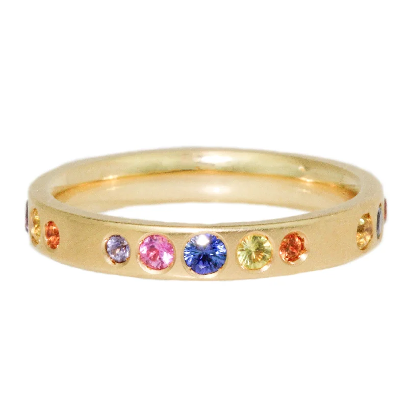 Women’s statement rings-Multicolor Sapphire Gypsy Band