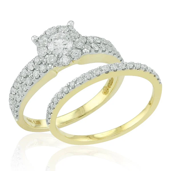 Women’s vintage diamond rings-14KY 1.15CTW FLEUR BRIDAL SET