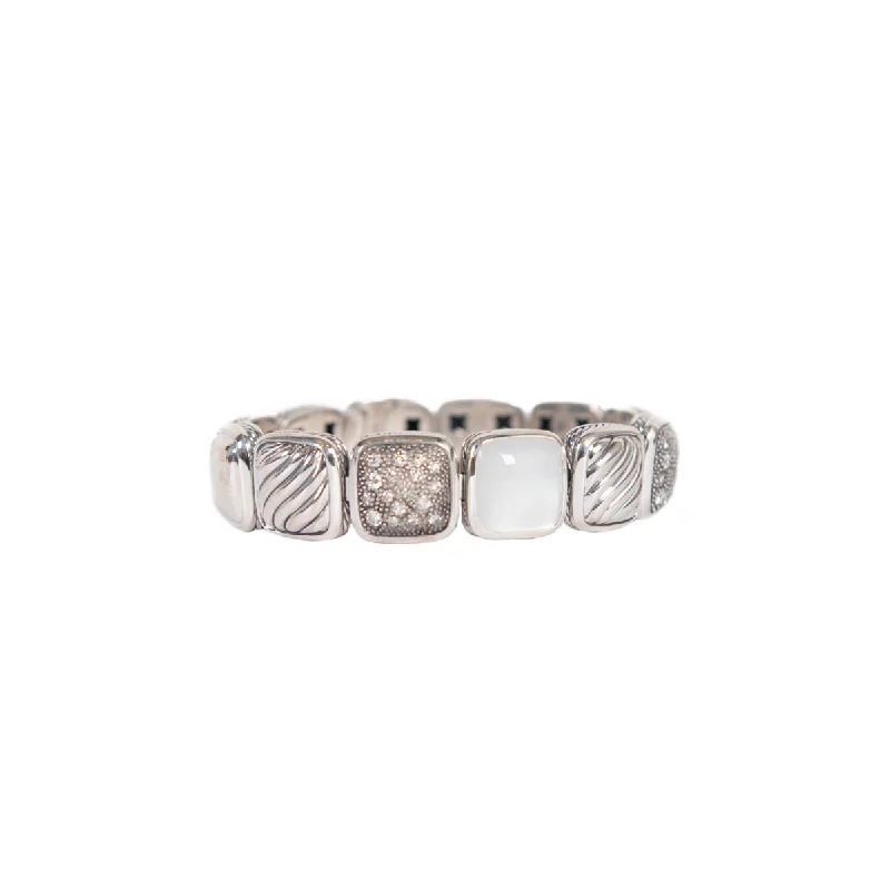 Women’s bangles with diamonds-Pre-Owned David Yurman Chiclet Bracelet