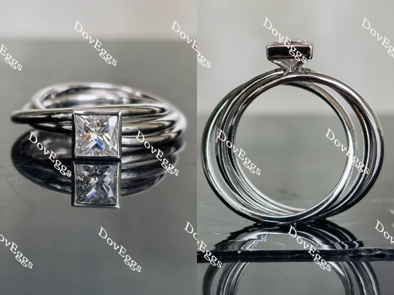 Women’s engagement rings with unique settings-Doveggs princess bezel setting moissanite engagement ring