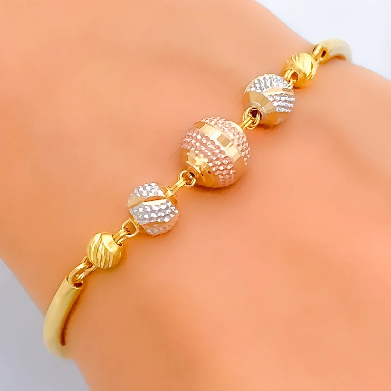 Women’s wide bracelets-Dazzling Vibrant 22k Gold Orb Flexi Bangle Bracelet