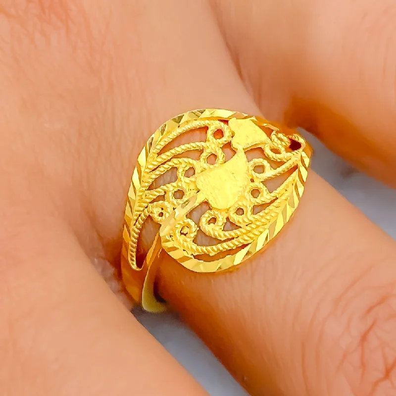 Women’s double band rings-Lush Attractive 22k Gold Ring