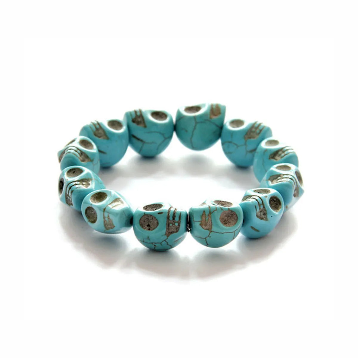 Women’s bangles with charms-Punk Skull Turquoise Beaded Bracelets