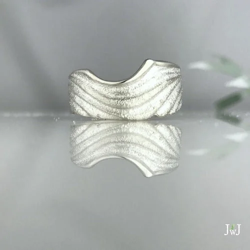 Women’s art deco wedding rings-Rippling Cradled In The Waves Ring - sterling silver