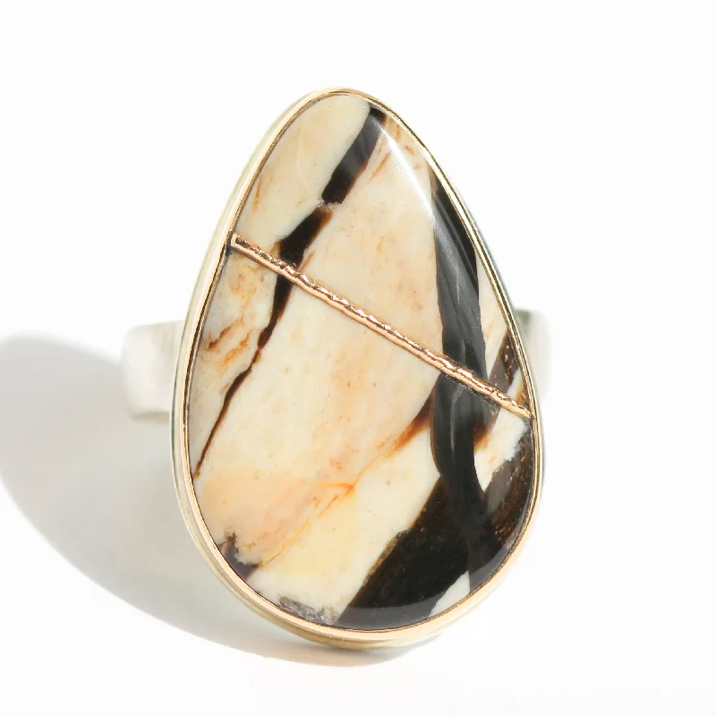 Women’s cushion cut rings-Fossilized Peanut Wood Ring