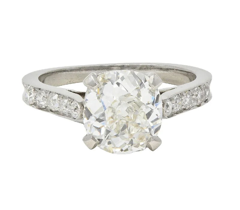 Women’s wedding and engagement rings-Mid-Century 2.33 CTW Old Mine Diamond Platinum Vintage Engagement Ring GIA