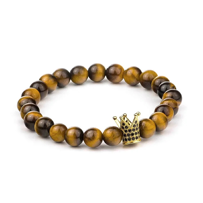 Women’s modern bracelets-Crown Tiger Eye Bracelet