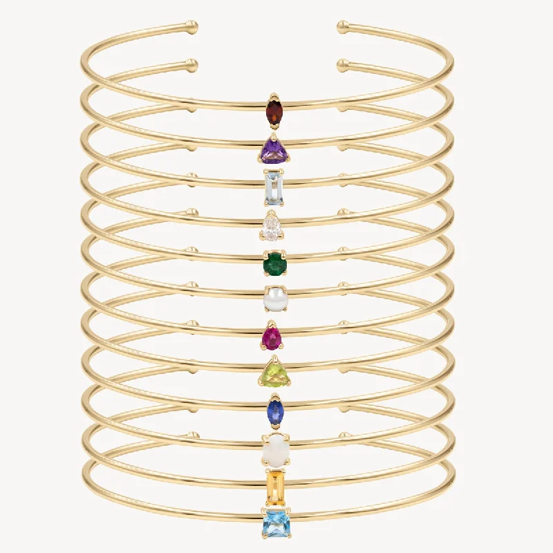 Women’s fancy bangles-Birthstone Cuff Bracelet