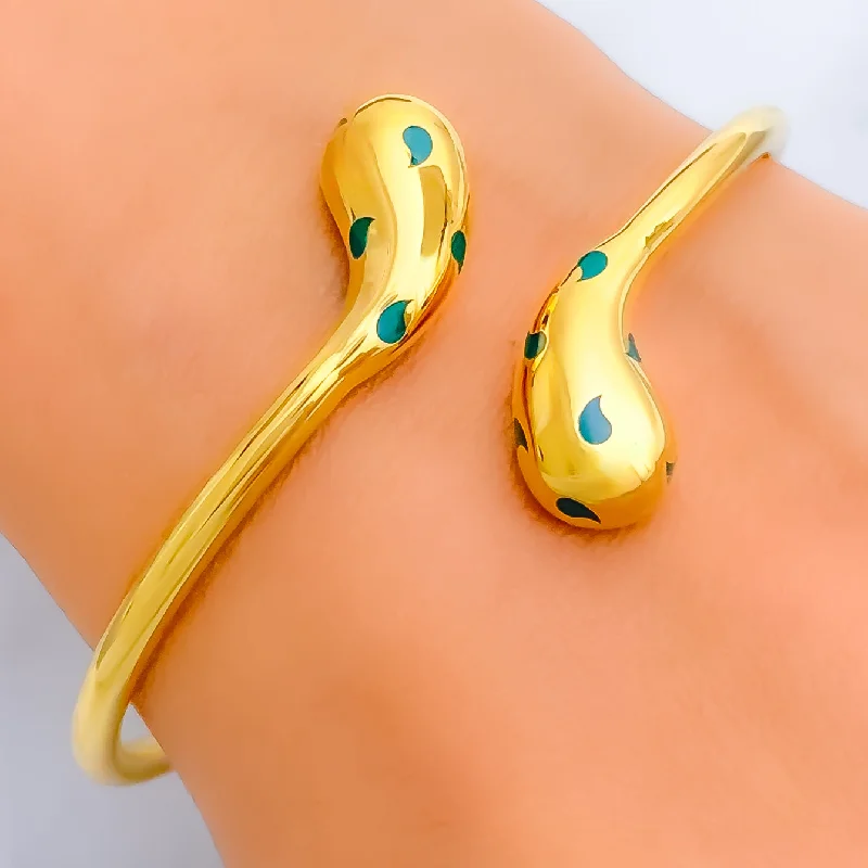 Women’s minimal bracelets-Versatile Adorned 21k Gold Open Bangle Bracelet