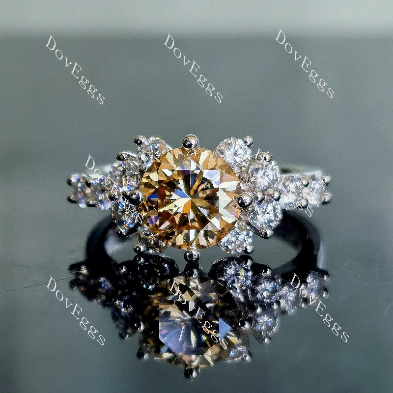 Women’s engagement rings with intricate details-Doveggs side stones round colored moissanite engagement ring