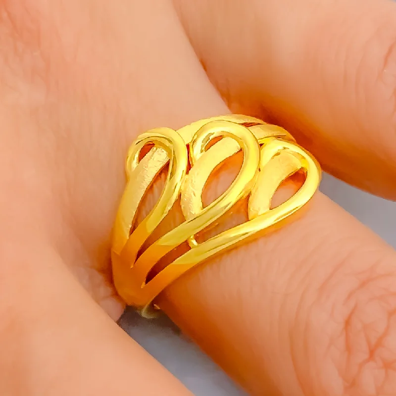 Women’s rose gold rings-Iconic Layered 22k Gold Ring