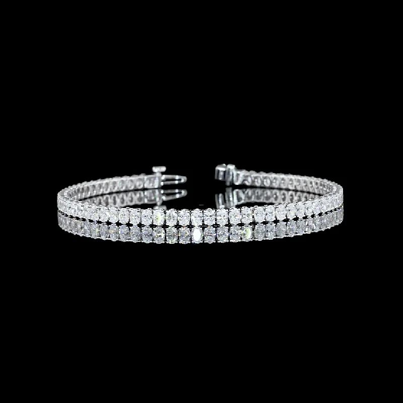 Women’s engraved bracelets-14k White Gold Lab Diamond Oval 5.20 CTTW Tennis Bracelet 6.75" F VS1