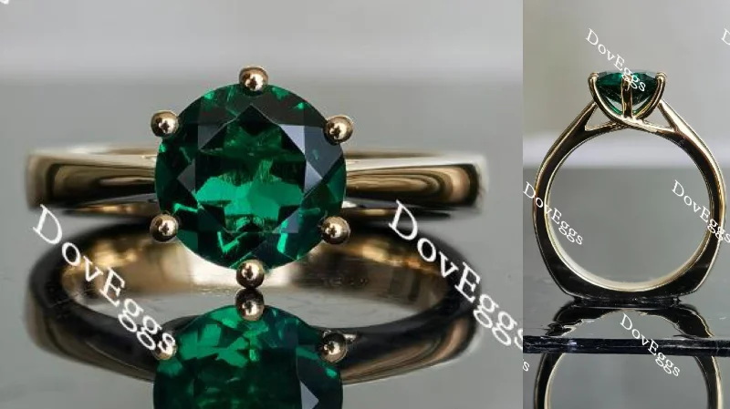 Women’s diamond solitaire engagement rings-Doveggs round solitaire zambia emerald colored gem engagement ring