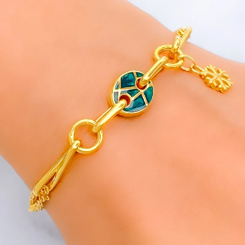 Women’s mixed-material bracelets-Lovely Bold Charm 21k Bracelet