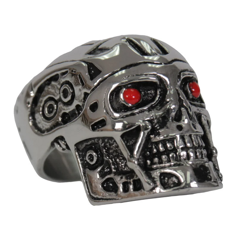 Women’s large statement rings-Hot Leathers Red Eye Terminator Robot Ring JWR2222