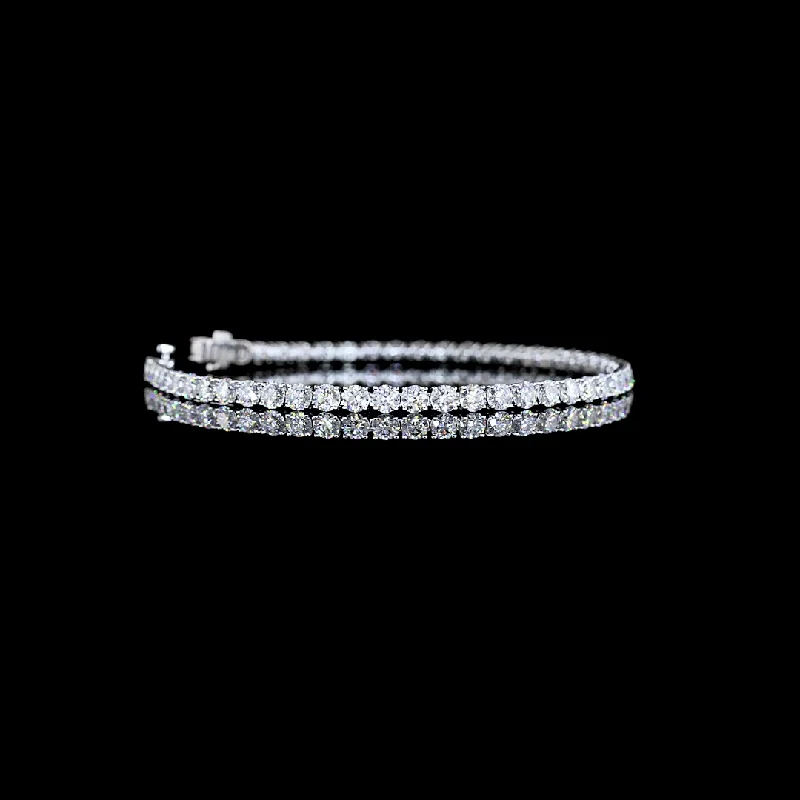 Women’s wedding bracelets-14k White Gold Lab Diamond Round 6.90 CTTW Tennis Bracelet 7.25" E VS