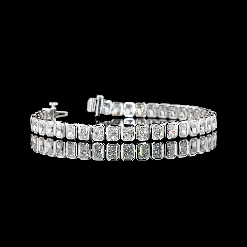 Women’s adjustable charm bracelets-14k White Gold Lab Diamond Radiant Approx. 11.16 CTTW Tennis Bracelet 6.75" E VS1/VVS2