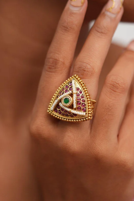 Trendy rings for women-Pahi Gold Indian Ring | Sone pe Suhaga Collection