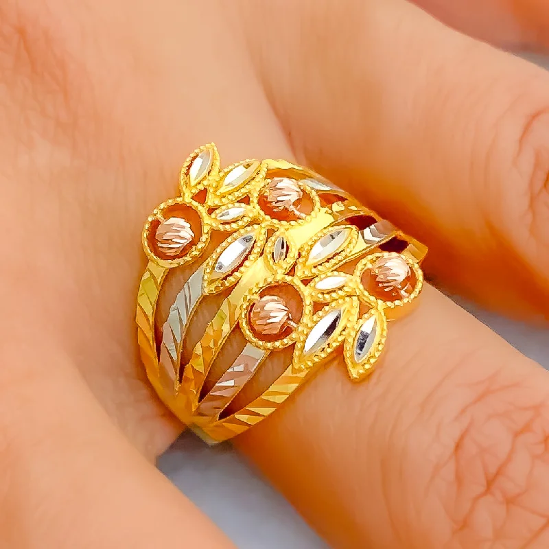 Women’s small delicate rings-Lovely Adorned 22k Gold Ring