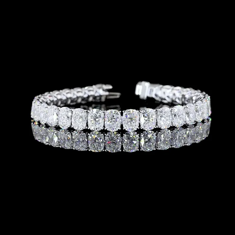 Women’s handcrafted bracelets-14k White Gold Lab Diamond Cushion Brilliant 32.99 CTTW Tennis Bracelet 7" E VVS2