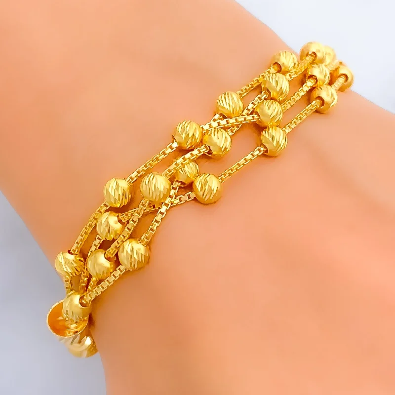 Women’s cuff bracelets with diamonds-Bespoke Golden 22k Gold Orb Flexi Bangle Bracelet