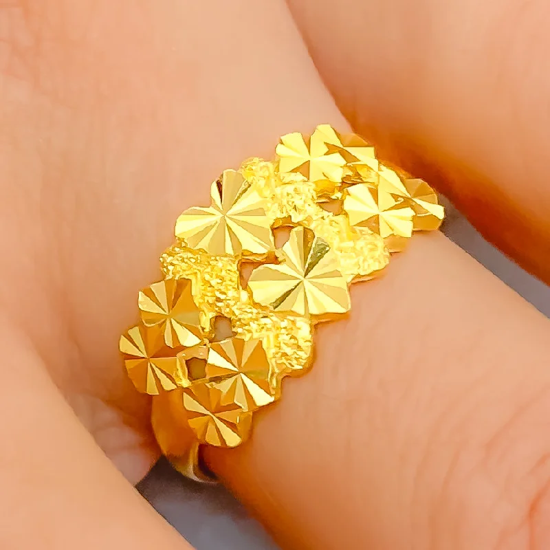 Women’s celestial rings-Graceful Contemporary 22k Gold Ring