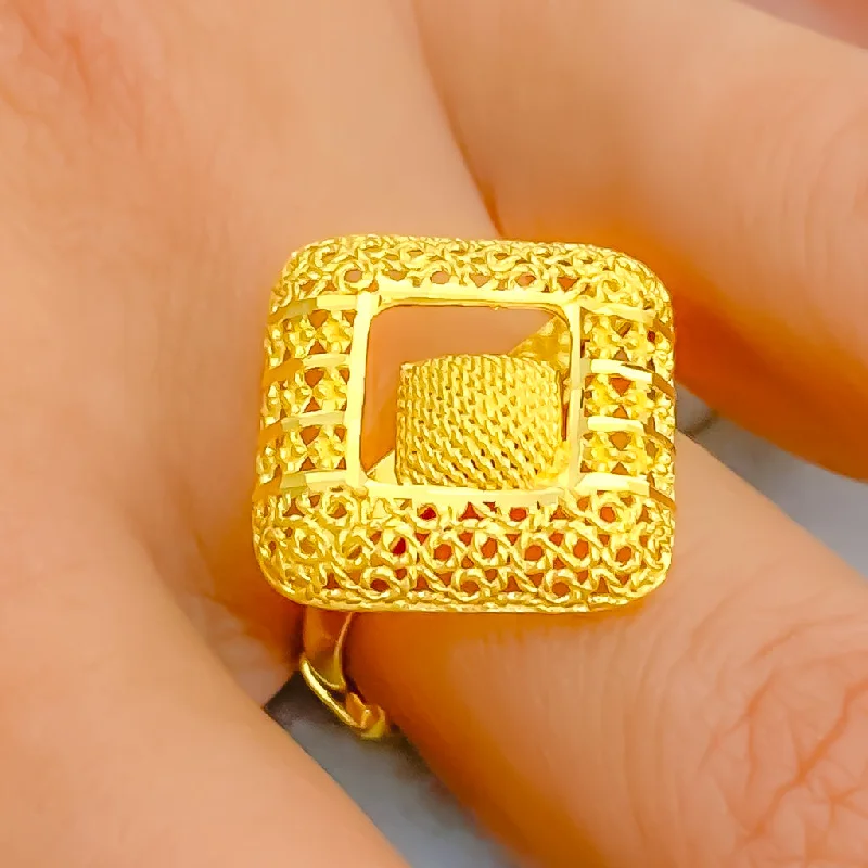 Women’s oversized rings-Beautiful Symmetrical 22k Gold Semi Statement Ring