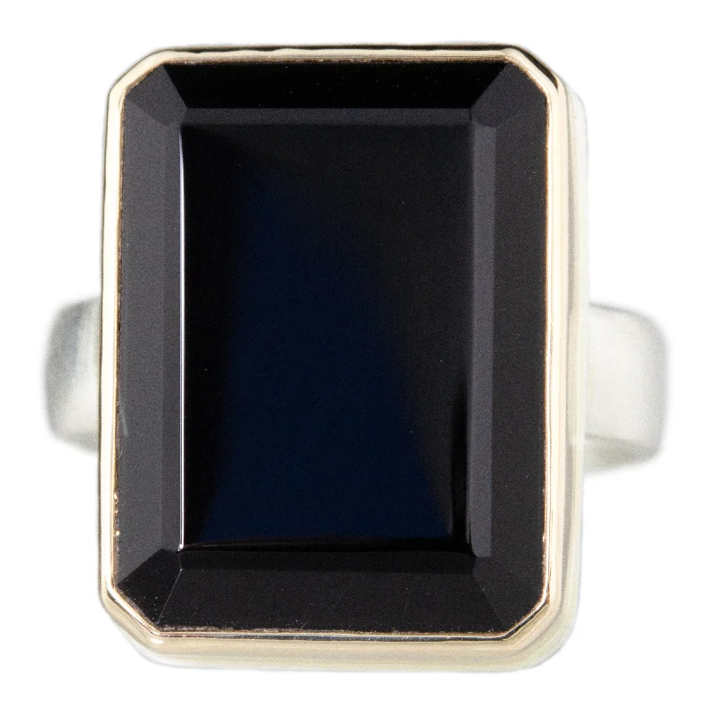 Fashion rings for women-Emerald Cut Black Onyx Ring