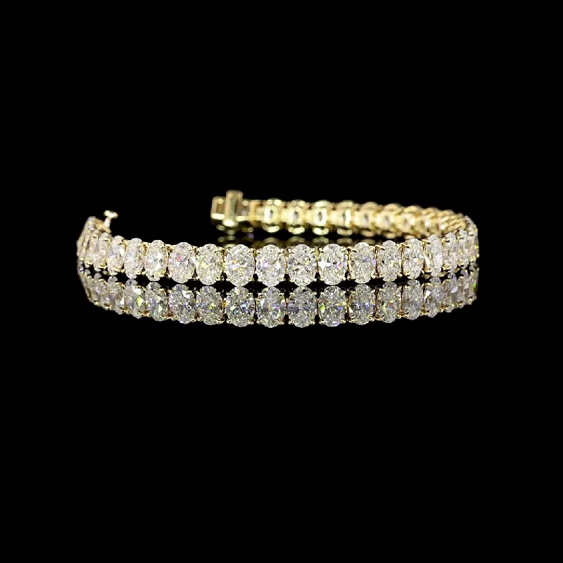 Women’s vintage-inspired bangles-14k Yellow Gold Lab Diamond Oval 16.07 CTTW Tennis Bracelet 6.50" E VS