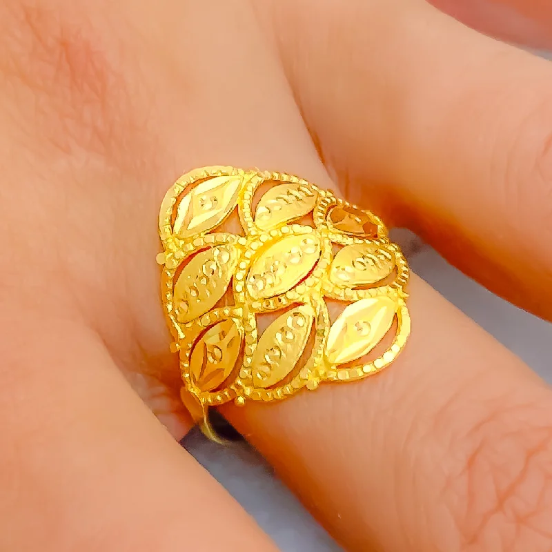 Women’s butterfly rings-Glimmering Sophisticated 22K Gold Leaf Ring