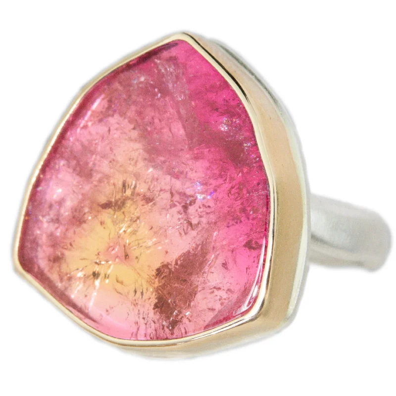 Unique rings for women-Pink Tourmaline Slice Ring