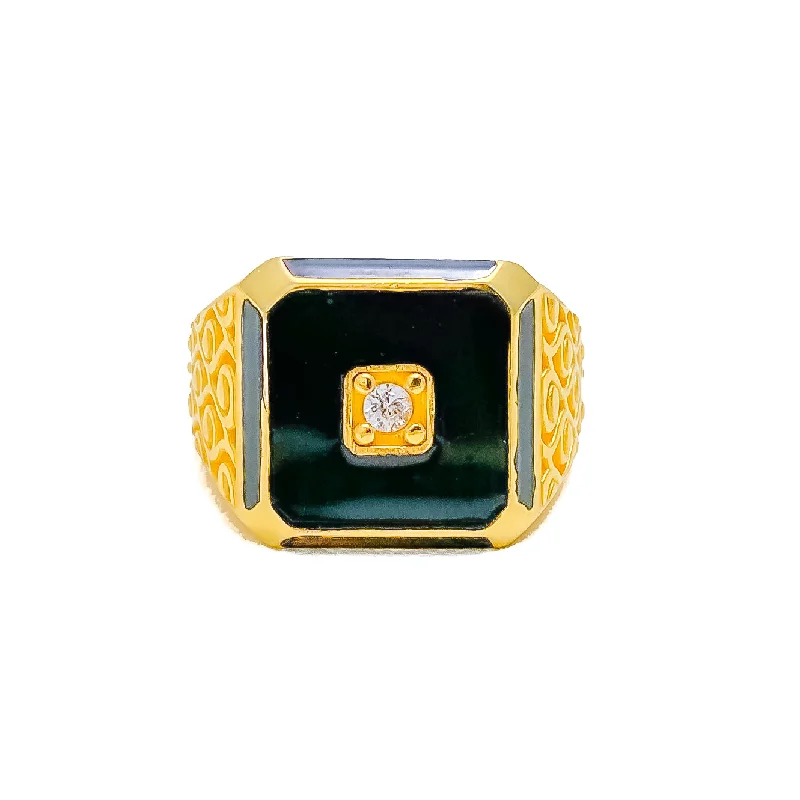 Women’s turquoise rings-Striking Festive Men's 22k Gold Ring