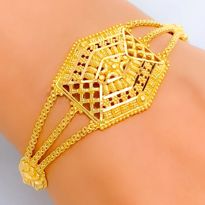 Women’s leather cuff bracelets-Opulent Adorned 22k Gold Bracelet